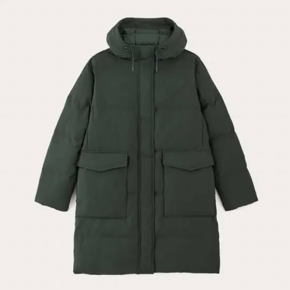 Everlane ReNew Long Puffer Coat Dark Green NWT